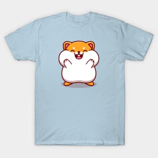 Cute Hamster Holding the Cheek Cartoon T-Shirt